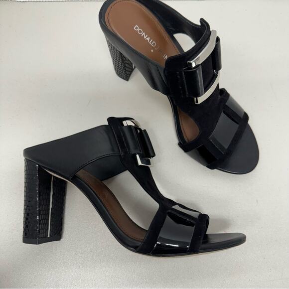 Donald J. Pliner Shoes - Donald J Pliner Black Leather Slip On Mule Heels Womens 7.5 Tesa Buckle Accent
